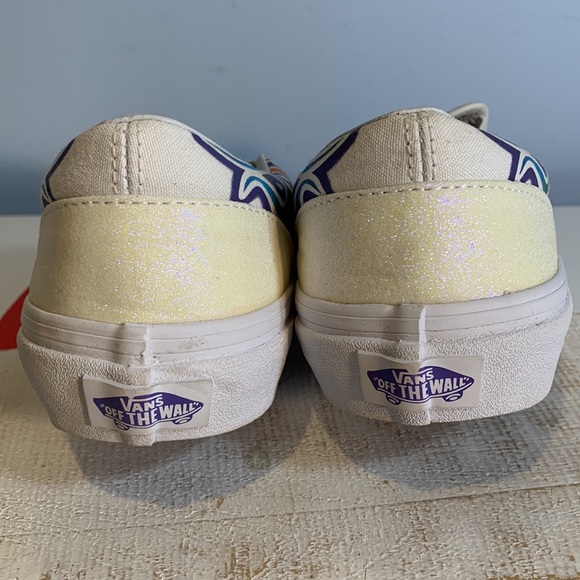 Vans Classic Slip-On Iridescent Sparkle Flame Rainbow White NWT - Picture 7 of 10